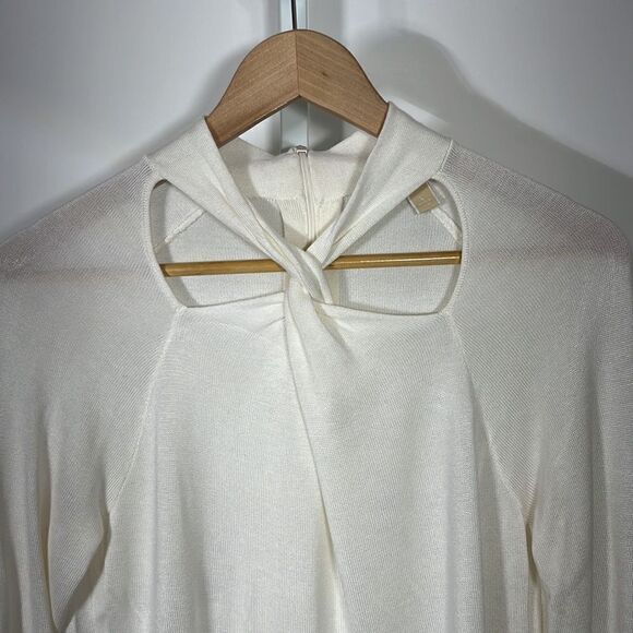 MICHAEL MICHAEL KORS Women’s Twist Neck Lightweight Sweater Cream Size Large - Picture 5 of 10